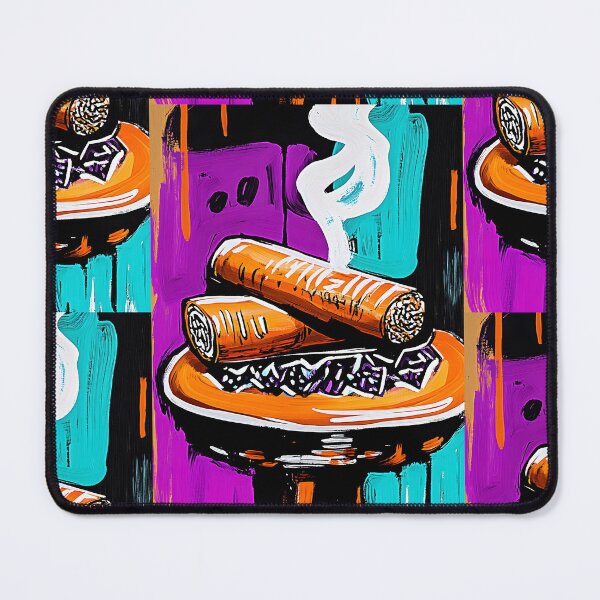 Item preview, Bold and Vibrant Cigar Composition on Brimming Ashtray with Upward Wafting Dynamic Smoke designed and sold by OlfactoART Studio.