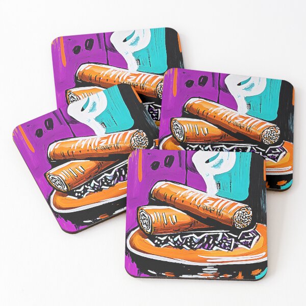 Item preview, Bold and Vibrant Cigar Composition on Brimming Ashtray with Upward Wafting Dynamic Smoke designed and sold by OlfactoART Studio.