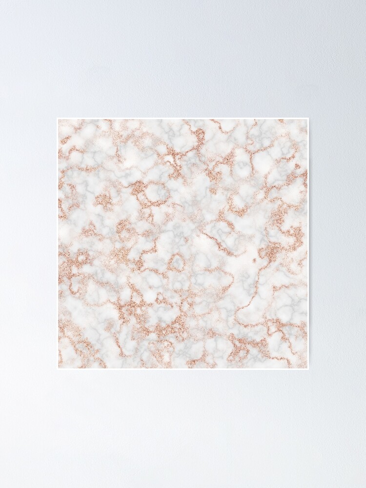 White And Rose Gold Marble Stone Elegant Chic Pattern Poster By Quaintrelle Redbubble 6009