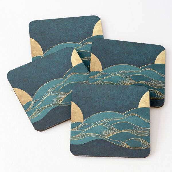 Item preview, Elegant Golden Sun and Waves Abstract Art designed and sold by Retrocranio.