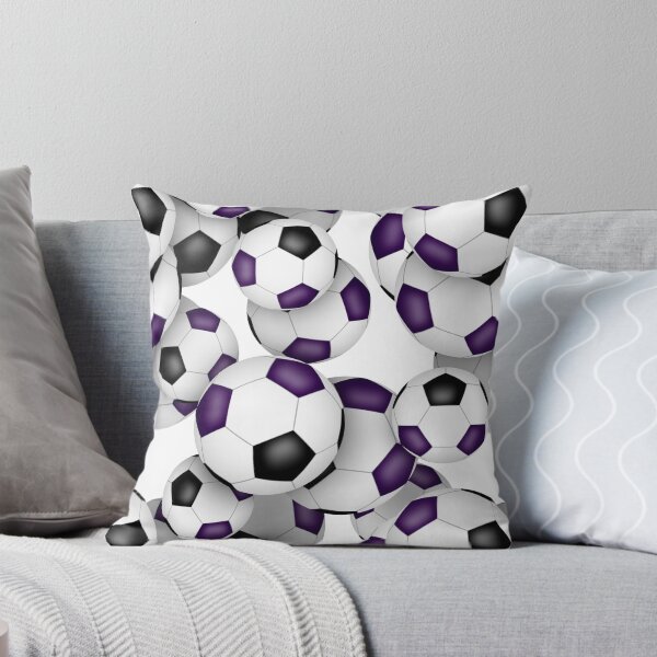 Item preview, Purple & black soccer balls pattern designed and sold by katzdzynes.