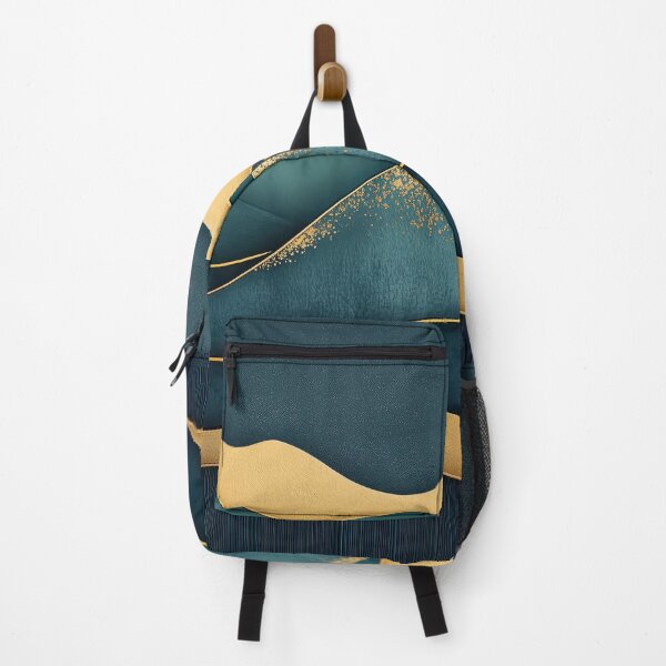 Item preview, Abstract Mountain Landscape with Gold and Teal Waves designed and sold by Retrocranio.