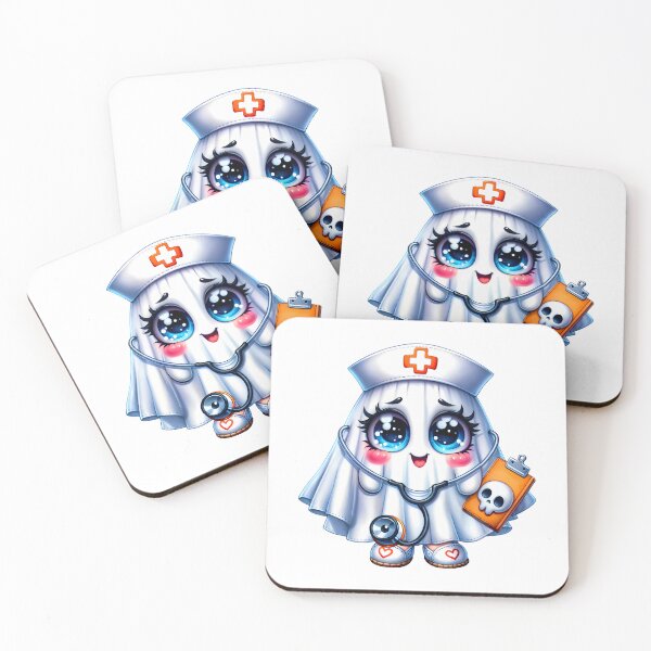 Item preview, Cute Halloween ghost in a nurse's uniform designed and sold by CleanDecor.