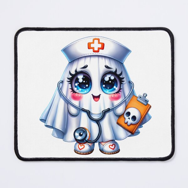 Item preview, Cute Halloween ghost in a nurse's uniform designed and sold by CleanDecor.
