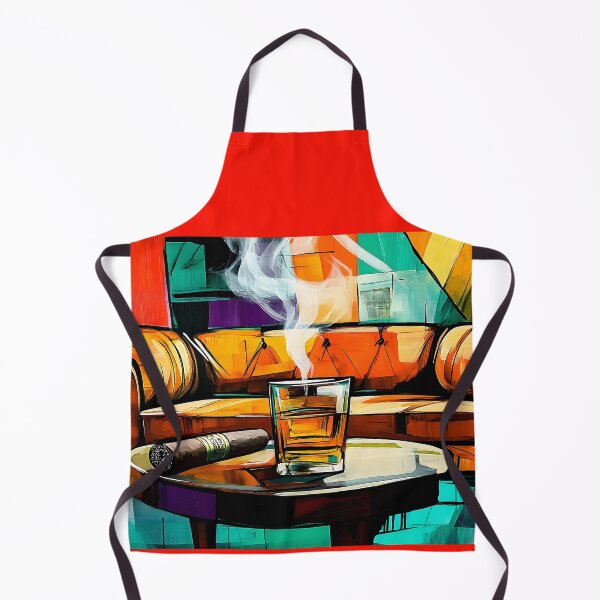 Item preview, Vibrant Abstract Composition of Glass of Whiskey and Cigar on Small Table in Cozy Lounge Set designed and sold by OlfactoART Studio.