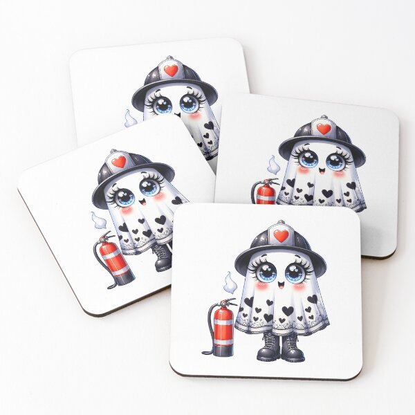 Item preview, Cute Halloween ghost in a fireman uniform designed and sold by CleanDecor.