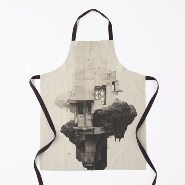 Item preview, Surreal Floating Architectural Structure - Black and White Illustration designed and sold by Retrocranio.