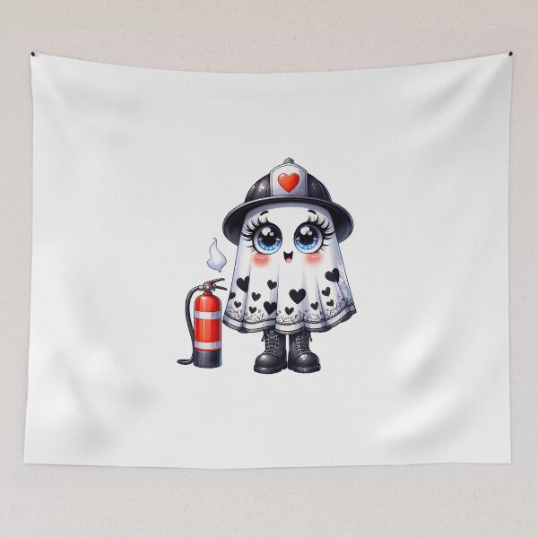 Item preview, Cute Halloween ghost in a fireman uniform designed and sold by CleanDecor.