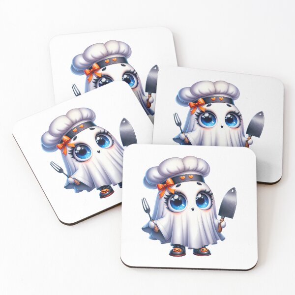 Item preview, Cute Halloween cook ghost with fork and knife designed and sold by CleanDecor.