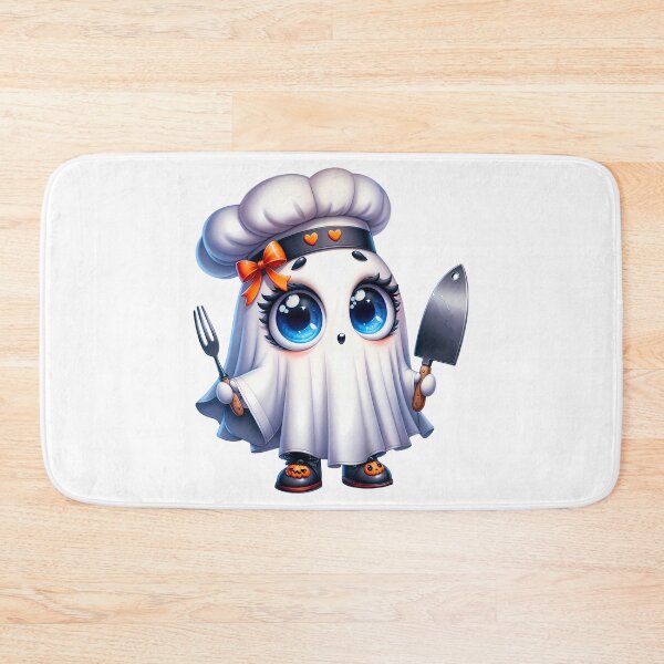 Item preview, Cute Halloween cook ghost with fork and knife designed and sold by CleanDecor.
