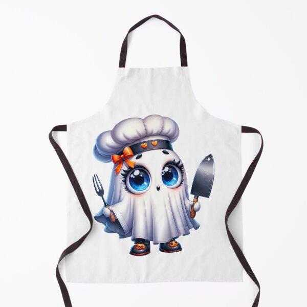 Item preview, Cute Halloween cook ghost with fork and knife designed and sold by CleanDecor.