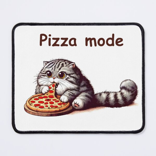 Vista previa del artículo con la obra «Lindo gato Pallas comiendo pizza», diseñado y vendido por Marichkaart.
