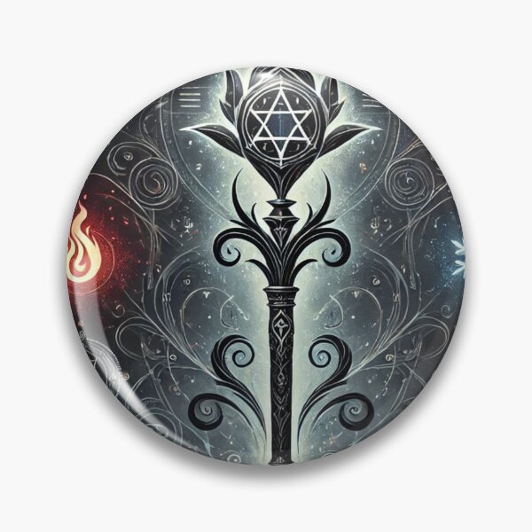 Item preview, FF14 Black Mage Staff with Elemental Symbols | Final Fantasy XIV Art Print designed and sold by Chocobo Charm Emporium.