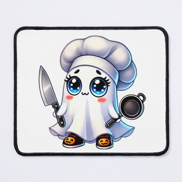 Item preview, Cute Halloween cook ghost with knife and saucepan designed and sold by CleanDecor.