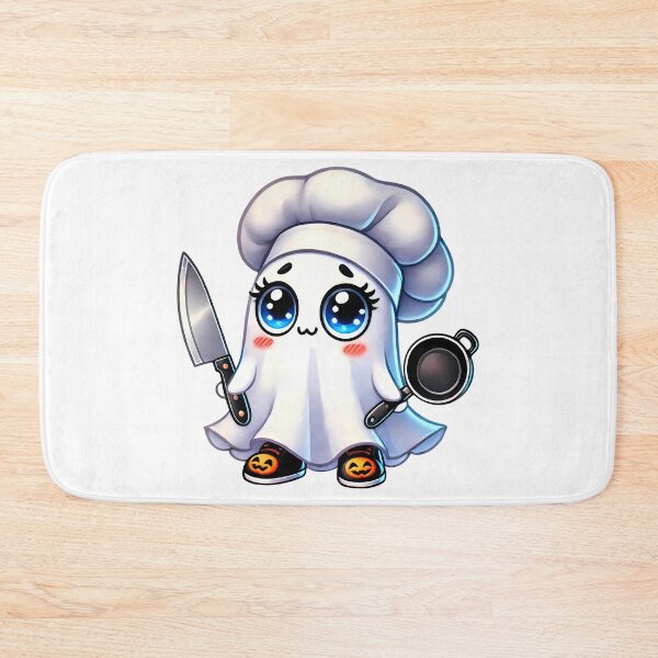Item preview, Cute Halloween cook ghost with knife and saucepan designed and sold by CleanDecor.