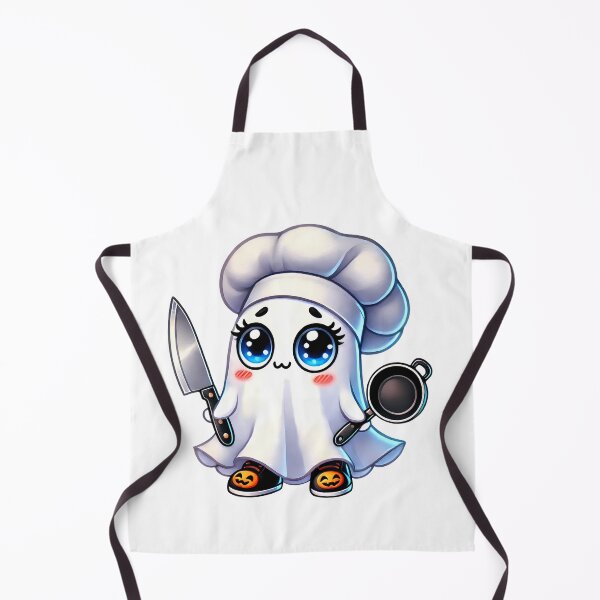 Item preview, Cute Halloween cook ghost with knife and saucepan designed and sold by CleanDecor.