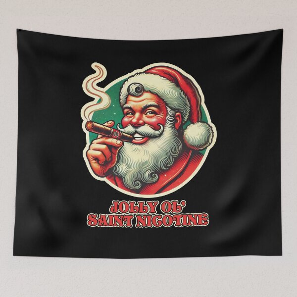 Item preview, Jolly Ol' Saint Nicotine: Badass Santa Christmas Cigar - Edgy, Vintage Holiday Vibes designed and sold by tronictees.