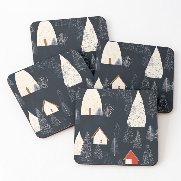 Item preview, Diseño de aldea invernal escandinava: diseño acogedor de cabaña y bosque designed and sold by Retrocranio.