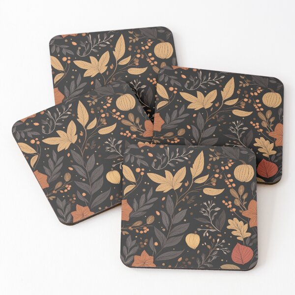 Artikelvorschau, Dunkles Herbstblumen- und Blättermuster entworfen und verkauft von Laceyjae Digital Art.