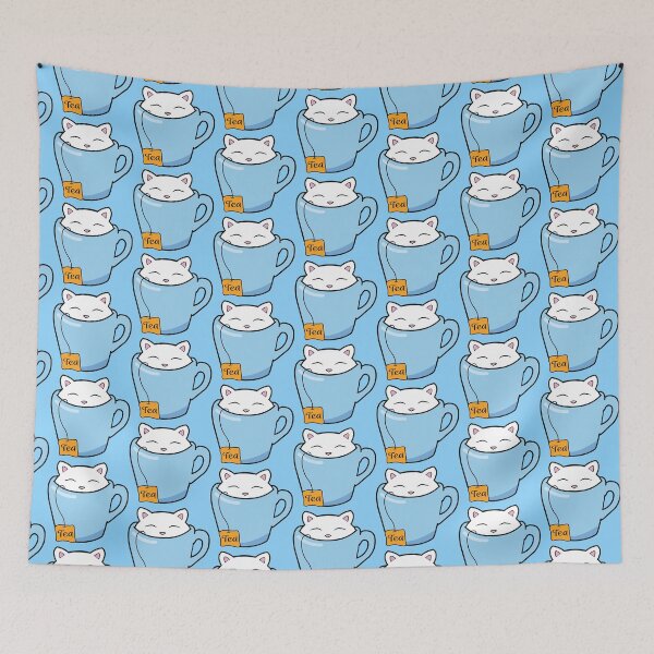 Item preview, Cute little kitten sitting in a blue cup of tea designed and sold by Purr95.