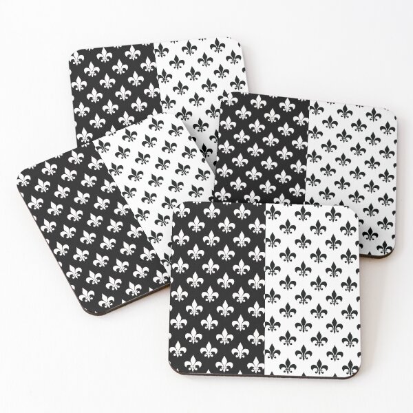 Item preview, Black White Fleur-de-lis Illustration Pattern Design designed and sold by PatternTitan.