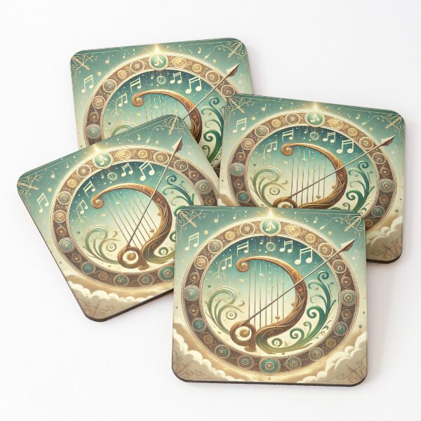 Item preview, FF14 Bard Harp and Musical Notes | Final Fantasy XIV Art Print designed and sold by Chocobo Charm Emporium.