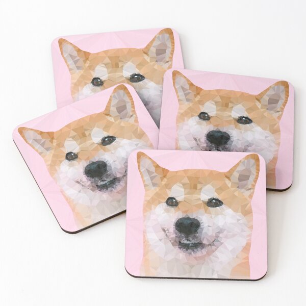 Item preview, Low poly polygon Shiba on pink background designed and sold by FakeInvaders.