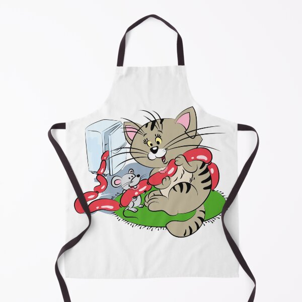 Item preview, Сat and mouse eat sausages designed and sold by Ekaterina Biserova.