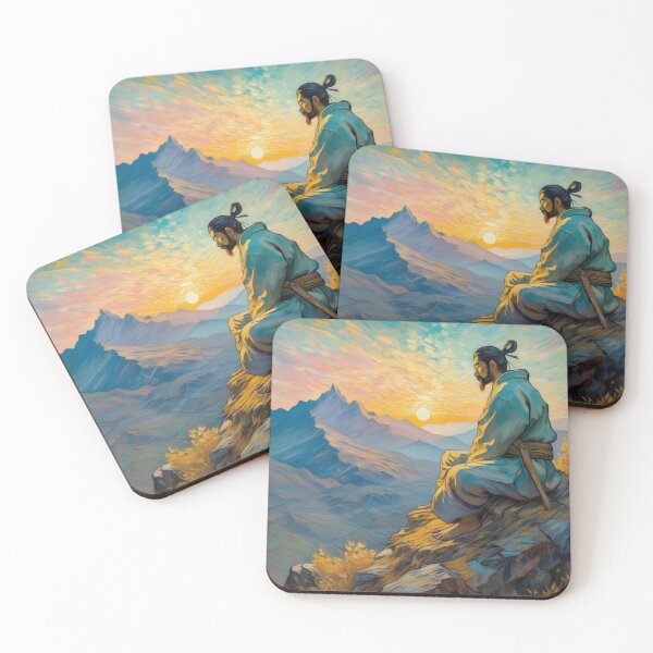 Item preview, Anime Warrior Meditating on Mountain Peak designed and sold by MarkLines.