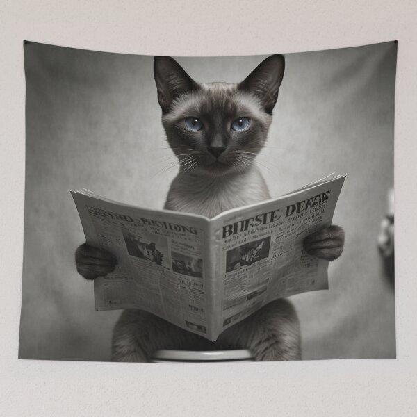 Item preview, Sophisticated Siamese – Cat Reading Newspaper designed and sold by vk09.