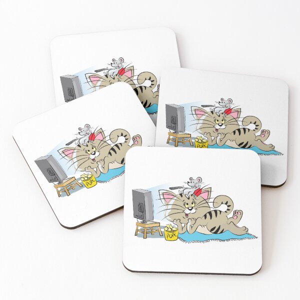 Item preview, Cat and mouse watching TV designed and sold by Ekaterina  Biserova.