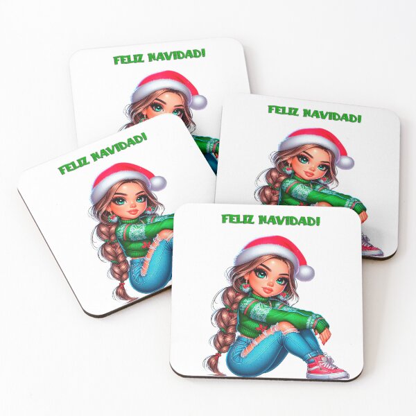 Item preview, Latina Christmas Chibi Girl, Feliz Navidad, Christmas Latina Doll, Girl With Santa Hat, Chrsitmas Beautiful Girl. designed and sold by gabrielakrall.