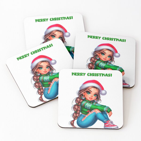 Item preview, Latina Christmas Chibi Girl, Merry Christmas, Feliz Navidad, Christmas Latina Doll, Girl With Santa Hat, Chrsitmas Beautiful Girl. designed and sold by gabrielakrall.