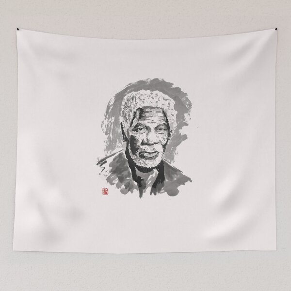 Item preview, Morgan Freeman sumi-e portrait. designed and sold by Mogura.