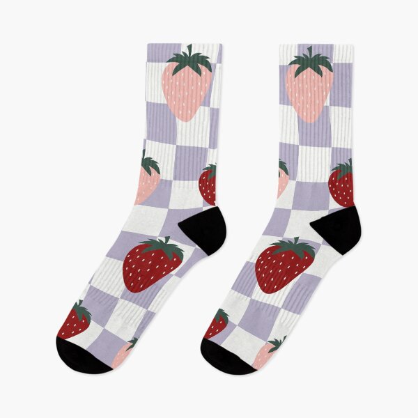 Item preview, Summer Strawberries and Lavender Checkered Print designed and sold by DesignByRoseCo.