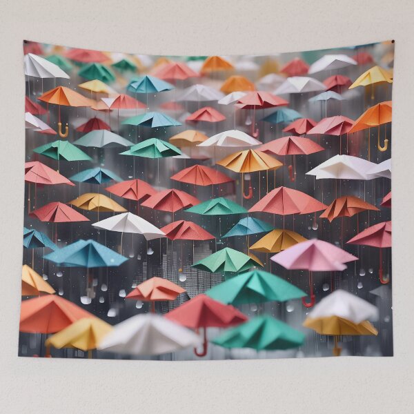 Aperçu de l'œuvre Origami Art – Les rues de la ville sous la pluie : une symphonie d'averses créée et vendue par ArtfulFolds.