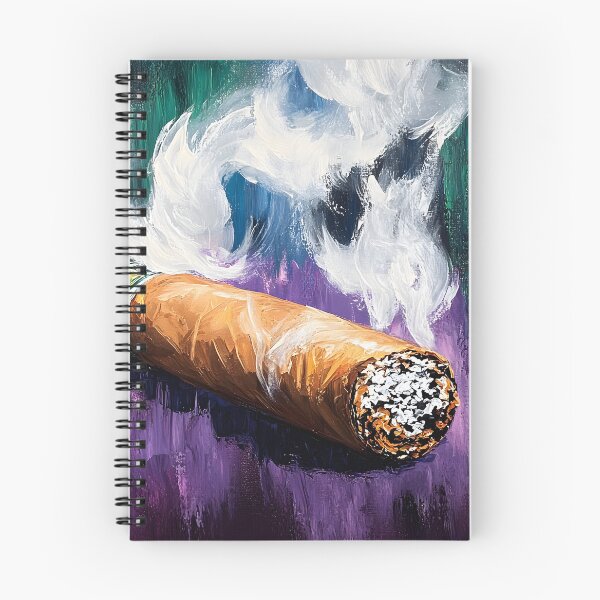 Item preview, Large Cigar Emitting Swirls of White Smoke Against a Vibrant Multicolored Background in Bold Composition designed and sold by OlfactoART Studio.