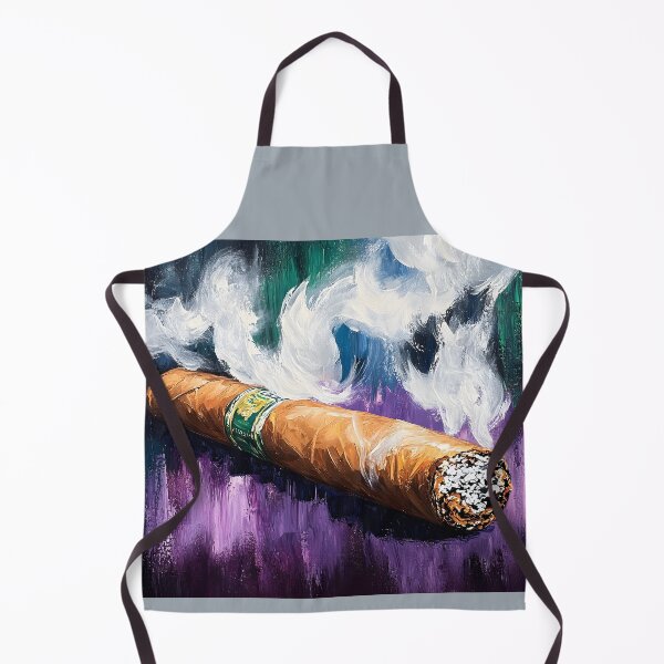 Item preview, Large Cigar Emitting Swirls of White Smoke Against a Vibrant Multicolored Background in Bold Composition designed and sold by OlfactoART Studio.