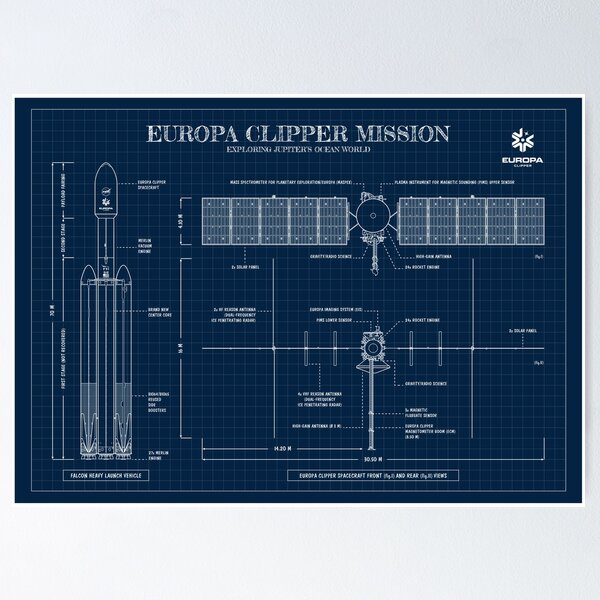 Item preview, Europa Clipper Mission (Navy Blueprint) designed and sold by BGALAXY.