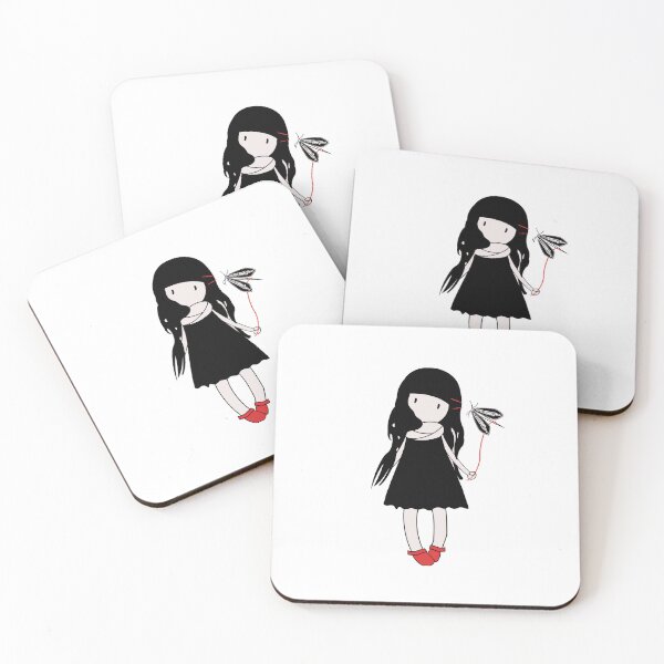 Item preview, Girl with Moth Kite and Red Shoes, Minimalist Illustration designed and sold by NanisCorner.