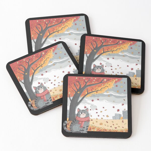 Item preview, Cat Leaf Fall Tree Hello Autumn designed and sold by nanka-art.
