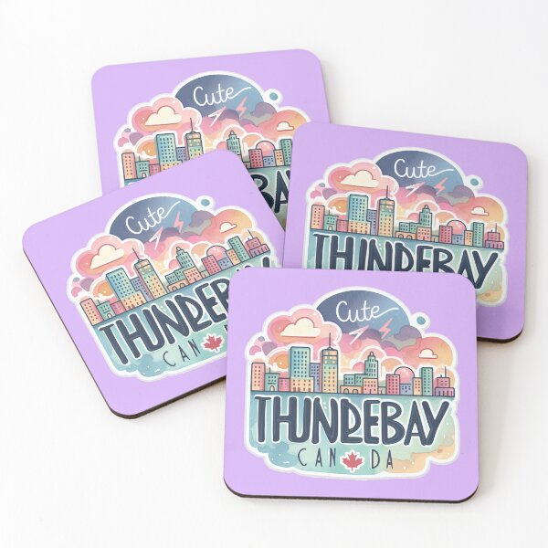 Item preview, Cute Minimalist Thunder Bay Canada Sticker – Bold Groovy Font & Watercolor Skyline,  designed and sold by PaintMeWorld.