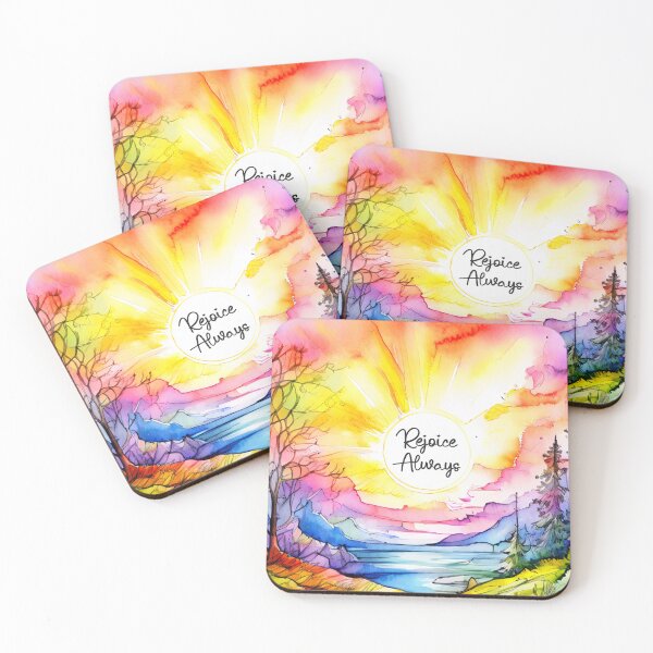Item preview, Rejoice Always Bible Verse Watercolor Scene designed and sold by ANewGlory.