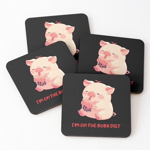 Item preview, I'm On A Boba Diet - Cut Funny Pig Drinking Boba designed and sold by aresmeris.