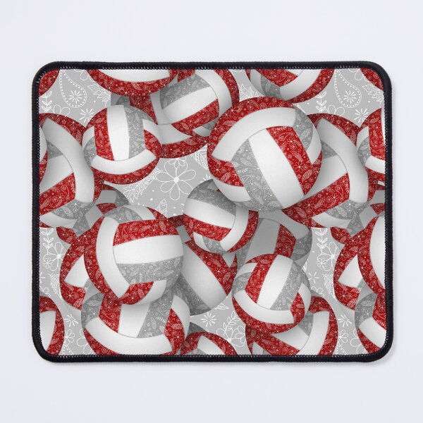 Item preview, Boho feathers paisleys red gray volleyball designed and sold by katzdzynes.