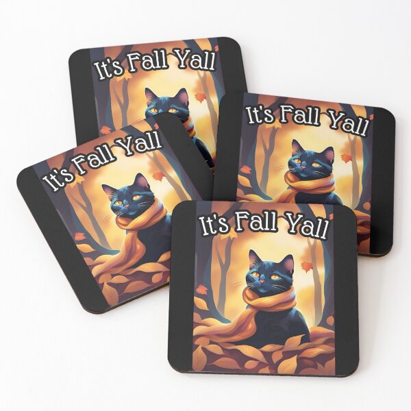 Item preview, It's Fall, Y'all – Featuring a Cat in a Scarf. Autumn Leaves. designed and sold by GlowUpLook.