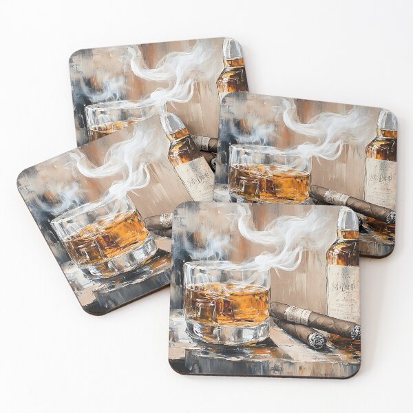 Item preview, Savor the Relaxation of Whiskey and Cigars with Earthy Tones AI Generated Digital Art designed and sold by OlfactoART Studio.