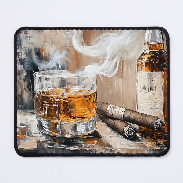 Item preview, Savor the Relaxation of Whiskey and Cigars with Earthy Tones AI Generated Digital Art designed and sold by OlfactoART Studio.