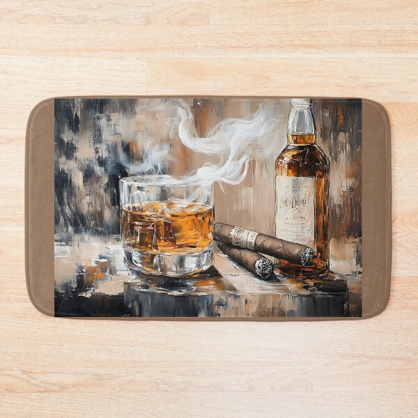 Item preview, Savor the Relaxation of Whiskey and Cigars with Earthy Tones AI Generated Digital Art designed and sold by OlfactoART Studio.