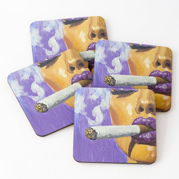Item preview, Immerse Yourself in the Dreamy Vibe of a Woman with Purple Lipstick and Cigar designed and sold by OlfactoART Studio.